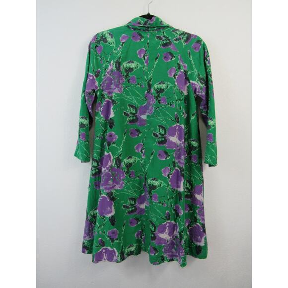 Patricia Field Green Purple Floral  Swing Jacket Robe Topper SATC Silk Cotton - Picture 8 of 10
